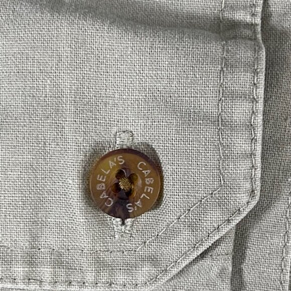 Cabela's Men's XL Safari Button Up Zip Pockets Utility Shirt Hunting Tan Roll up - Picture 8 of 10